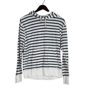 J. Crew Men's Striped Long Sleeve Nautical Casual Cotton Hoodie M Blue White